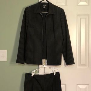 Pinstripe Suit Set with Blazer, Pants and Skirt